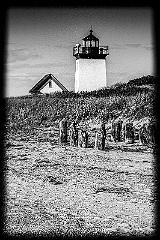 Long Point Light at the Tip of Cape Cod in Provincetown -BW